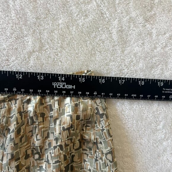 Vintage Talbots Pure Silk Skirt A Line Midi‎ Geometric Print Beige Green Size 12 - Picture 4 of 5